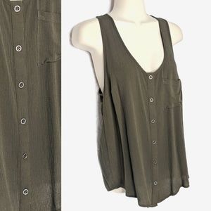 F21 Crepe Olive Pocket Tank NWT Sz M